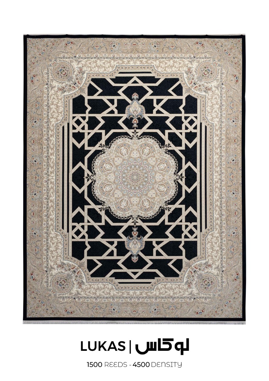 14040818 - فرش سوفیا مدل لوکاس مشکی فرش سوفیا – مدل لوکاس – زمینه مشکی - Image 1