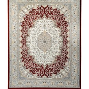 فرش سوفیا – مدل نقش جهان - زمینه یاقوتی