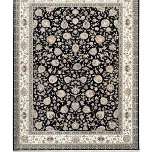 فرش سوفیا - مدل گل آذین - زمینه سرمه ای