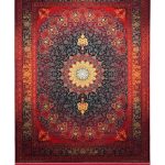 فرش سوفیا - مدل تابان - زمینه لاکی طلایی