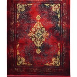 فرش سوفیا - مدل دلوین - زمینه لاکی طلایی