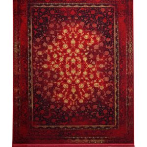 فرش سوفیا - مدل لیدی - زمینه لاکی طلایی