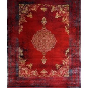 فرش سوفیا - مدل کاسپین - زمینه لاکی طلایی