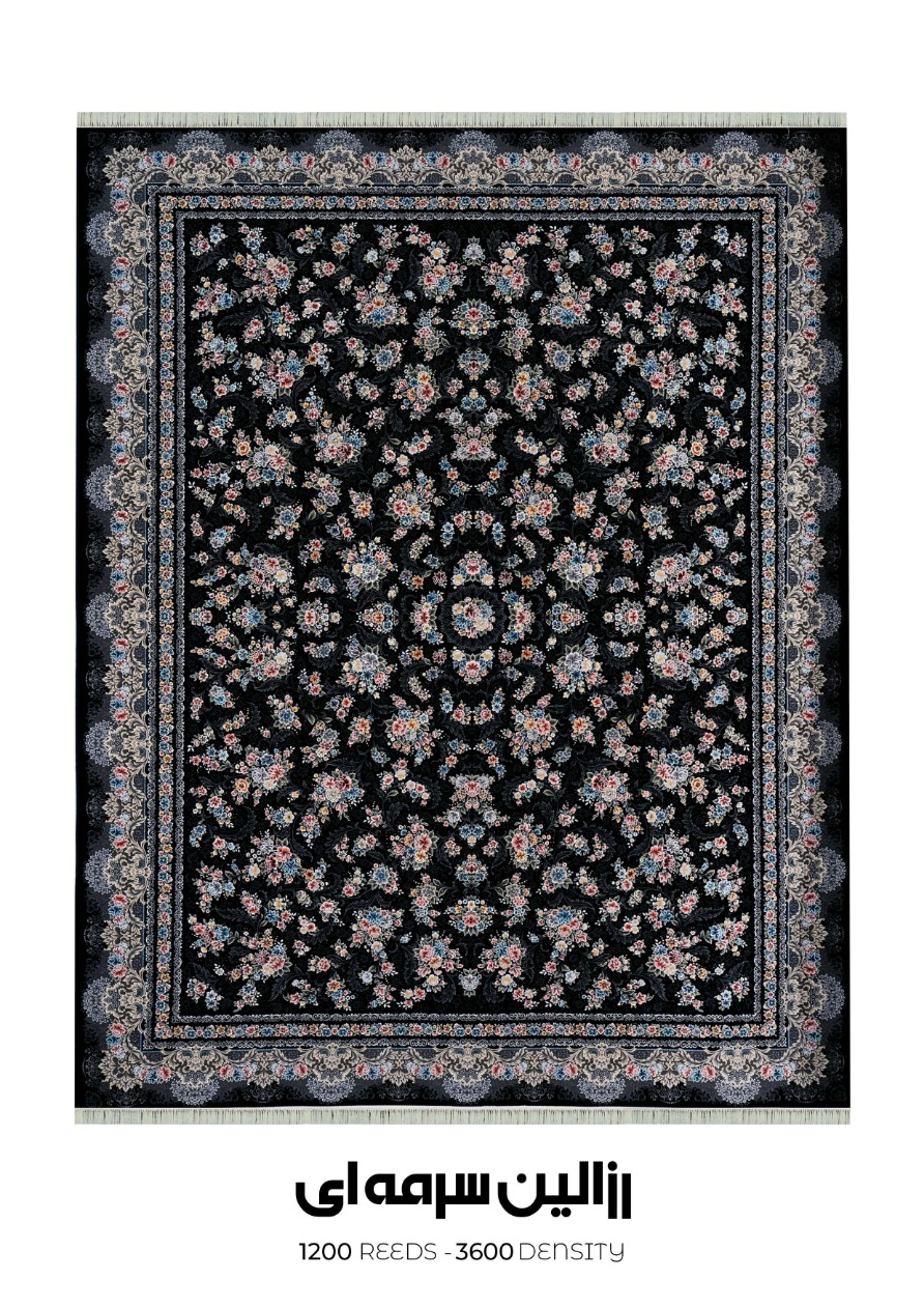 سوفیا گلستان - رزالین سرمه ای فرش سوفیا - مدل رزالین - زمینه سرمه ای - Image 1