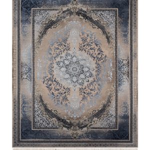 فرش سوفیا - مدل آنتوریوم - زمینه بژ آبی